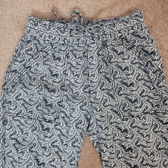 ANTHROPOLOGIE Rhys Utility Abstract Printed Joggers Linen Blend Gray White - Picture 4 of 11